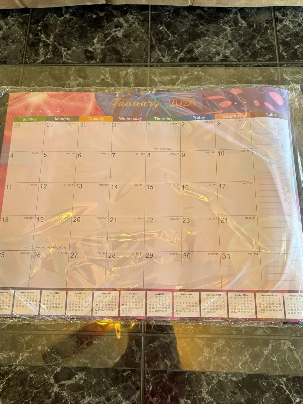 Desk Calendar NWT 18 months Runs From January 2026 - June 2027/Waterproof Cover!